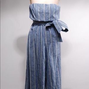 Alice + Olivia blue and white linen jumpsuit